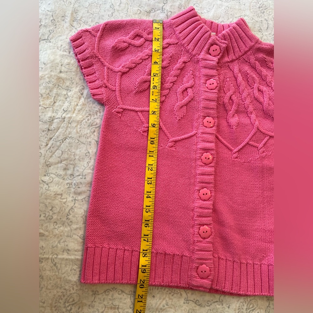 Gymboree Bright Pink Button-Up‎ Cardigan, short sleeve, crew neck, size M 7/8 - Picture 4 of 9